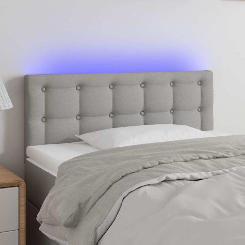 LED горна табла за легло, светлосива, 90x5x78/88 см, плат