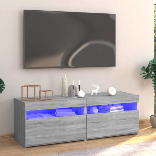 ТВ шкаф с LED осветление, сив сонома, 120x35x40 см