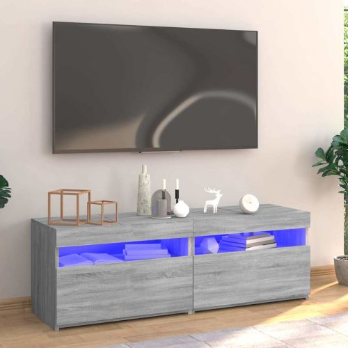 ТВ шкаф с LED осветление, сив сонома, 120x35x40 см