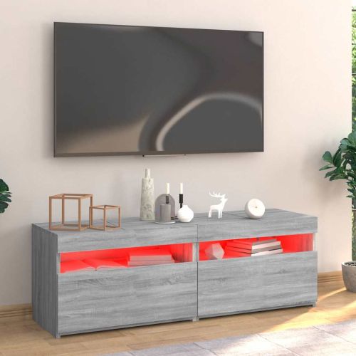 ТВ шкаф с LED осветление, сив сонома, 120x35x40 см