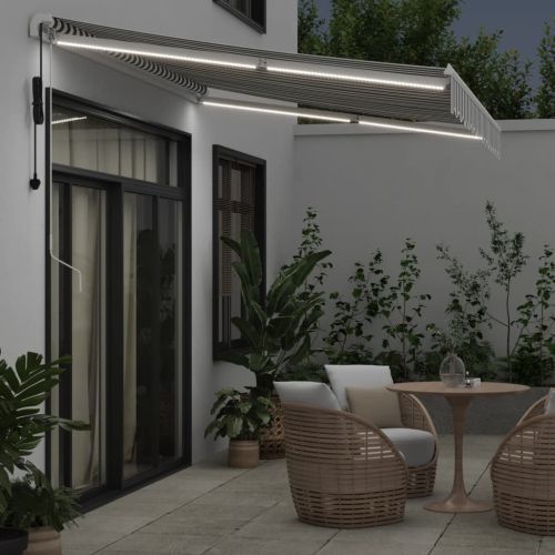 Автоматично прибираща се тента с LED антрацит и бял 350x250 см