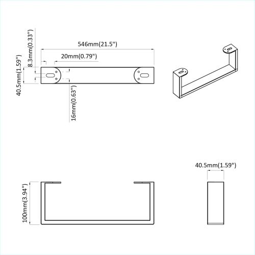 Крака за мебели 2 бр. Черно 546 x 40,5 x 100 мм Желязо