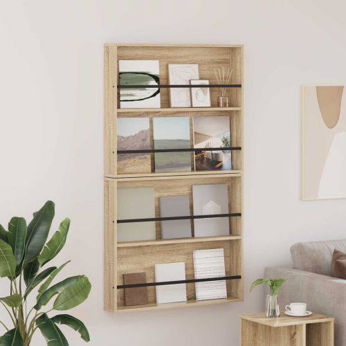Етажерка за списания с рафт 2 бр. Сонома дъб 80 x 12 x 70 см