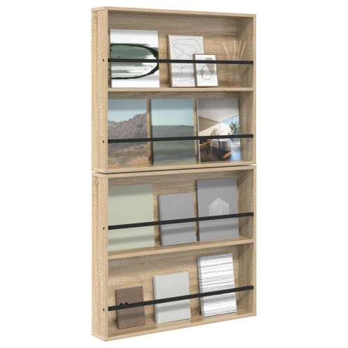 Етажерка за списания с рафт 2 бр. Сонома дъб 80 x 12 x 70 см