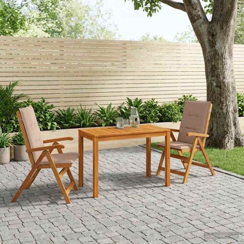 Garden Dining Set Натурално Солидно акациево дърво