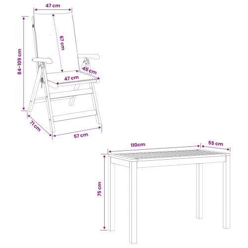 Garden Dining Set Натурално Солидно акациево дърво