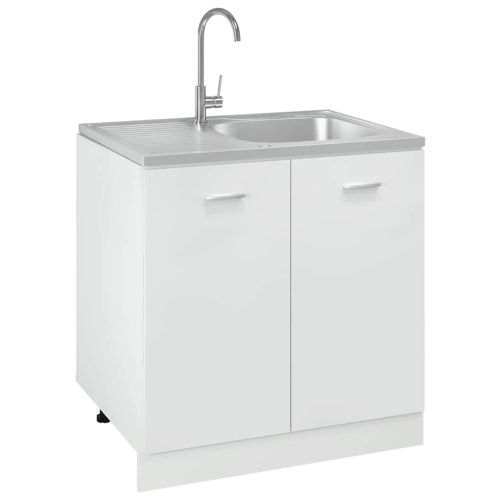 Кухненска мивка с отцедник, сребристо, 800x600x155 мм, инокс