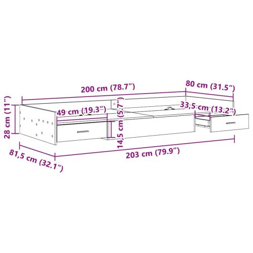 Рамка за легло Сонома дъб 80 x 200 cm Инженерна дървесина
