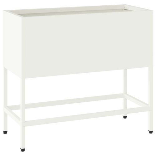 Повдигната градинска саксия Бяло 60 x 26 x 48 см Стомана