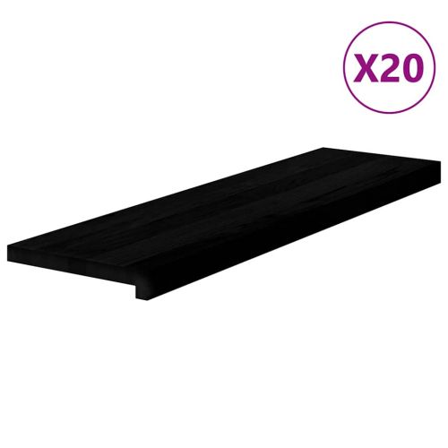 Стълбищни стъпала, 20 бр, кафяво-черни, 90x25x2 см, дъб масив