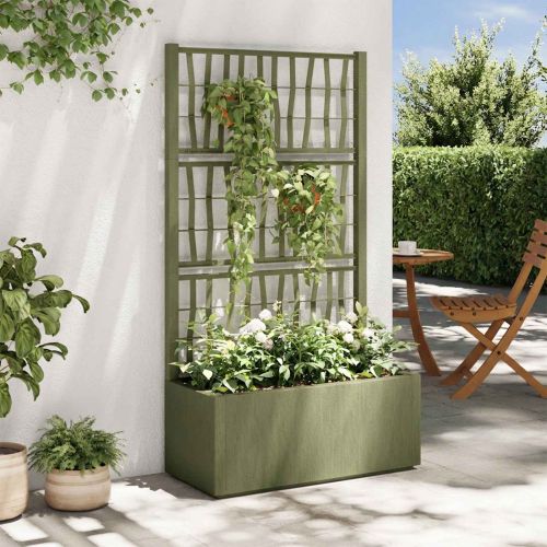 Градинска саксия с решетка Зелено 80 x 36 x 140 см ПП