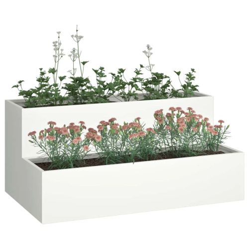 Градинска саксия Бяло 100 x 60 x 45 см