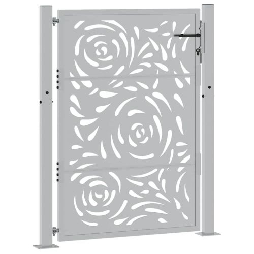 Градинска порта 100x125 см, изветряща стомана, дизайн с пламък