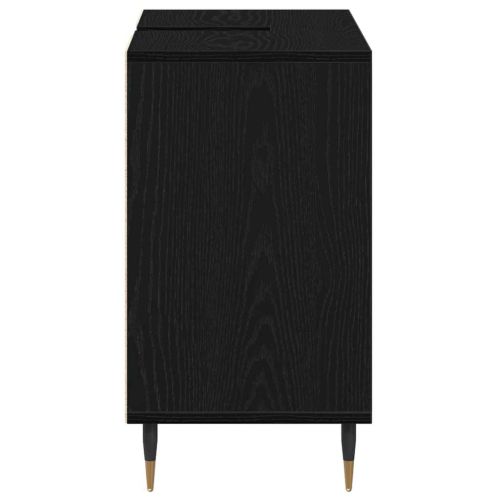 Шкаф за баня Черно 80 x 33 x 60 см Инженерна дървесина