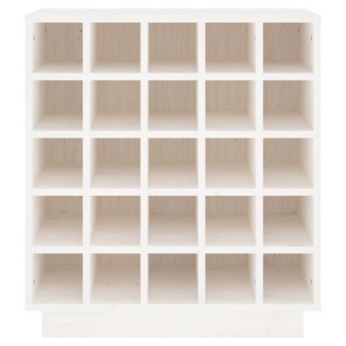 Шкаф за вино, бял, 55,5x34x61 см, борово дърво масив