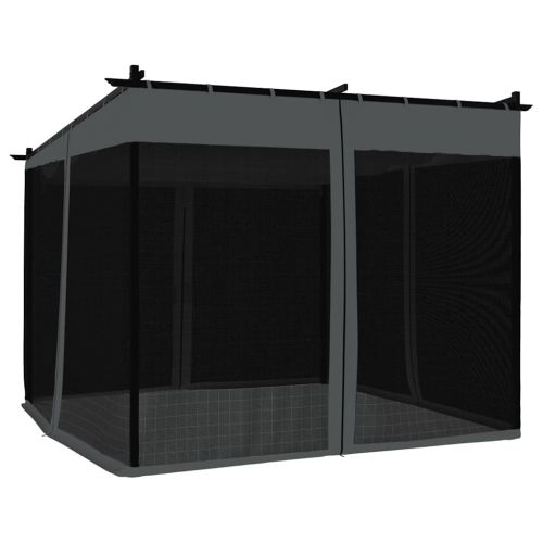 Беседка с мрежести стени, антрацит, 3x3 м, стомана