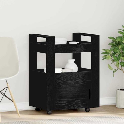 Кухненска количка Черен дъб 60 x 45 x 80 см Инженерна дървесина