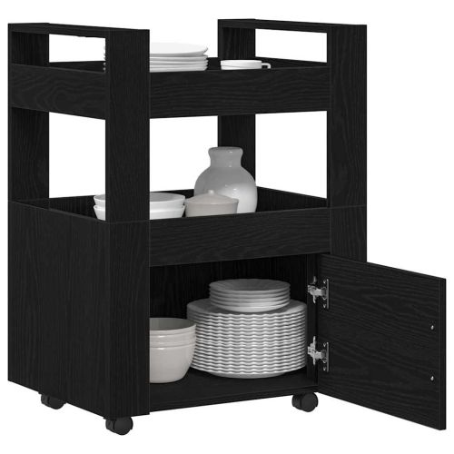 Кухненска количка Черен дъб 60 x 45 x 80 см Инженерна дървесина