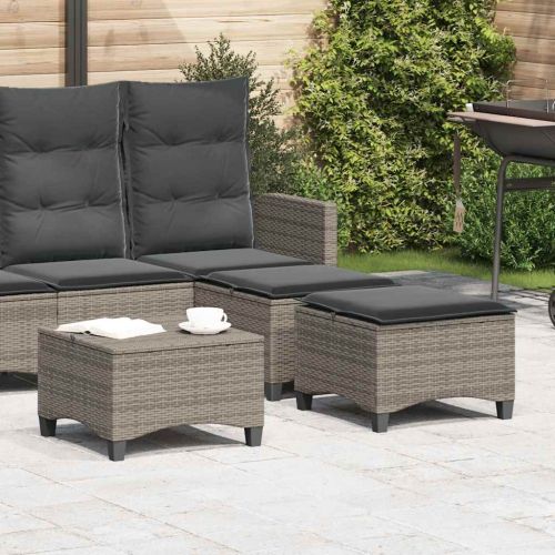 Градински табуретки с възглавници 2 бр. сиви 55x55x36 cm