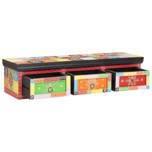ТВ шкаф Многоцветен 100 x 30 x 24 см Масивна дървесина от манго