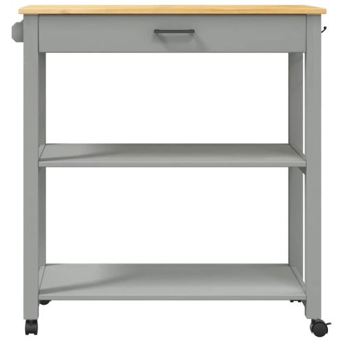 Кухненска количка "MONZA" 84x40x88,5 см сива борово дърво масив