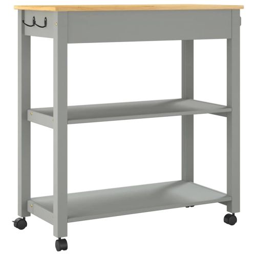 Кухненска количка "MONZA" 84x40x88,5 см сива борово дърво масив