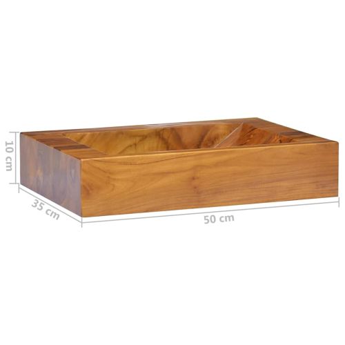 vidaXLL Мивка, тиково дърво масив, 50x35x10 см