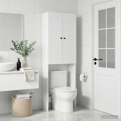 Тоалетна Шкаф EDE Бял гланц 66 x 25,5 x 190 см