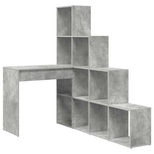 Ъглово бюро с рафт Циментено сиво 101,5 x 149,5 x 149,5 см