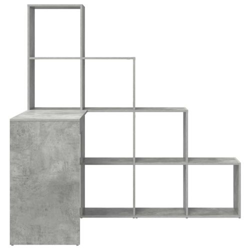 Ъглово бюро с рафт Циментено сиво 101,5 x 149,5 x 149,5 см