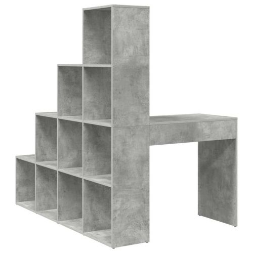 Ъглово бюро с рафт Циментено сиво 101,5 x 149,5 x 149,5 см