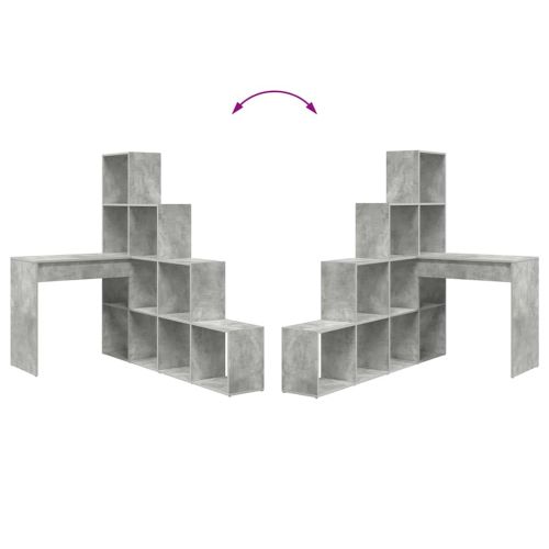 Ъглово бюро с рафт Циментено сиво 101,5 x 149,5 x 149,5 см