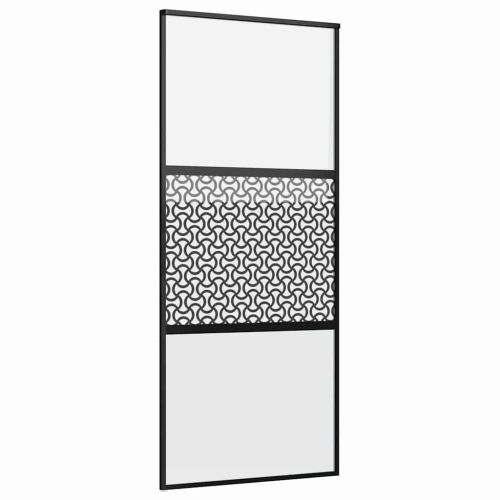 Стъклена врата 90 x 2 x 205 см Алуминий Черно