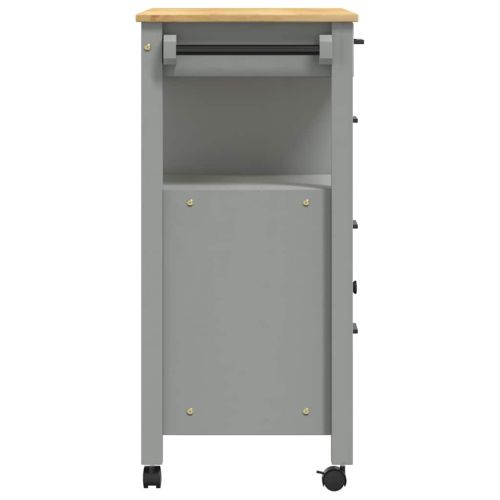 Кухненска количка "MONZA" 84x40x88,5 см сива борово дърво масив
