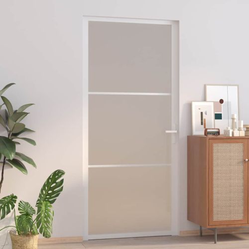 Интериорна врата 93x201,5 см бял мат стъкло и алуминий