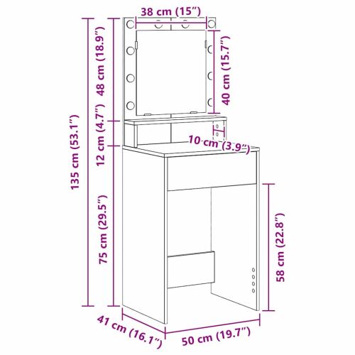 Тоалетка Димян дъб 50 x 41 x 135 см Инженерна дървесина