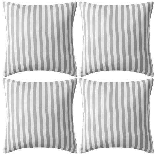 Градински възглавници, 4 бр, райета, 45x45 см, сиви
