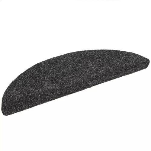 Самозалепващи се постелки за стълби, 15 бр., 56x17x3 см, тъмносиви, полукръгли