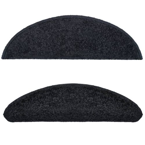 Изтривалки за стълби, 15 бр., 56x17x3 см, черни, полукръгли