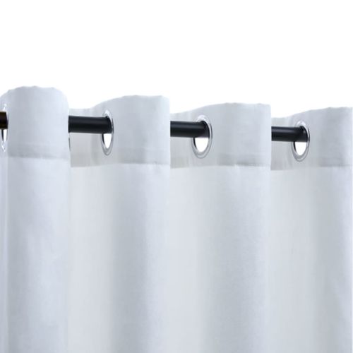 Затъмняващи завеси с метални халки, 2 бр, бели, 140x175 см