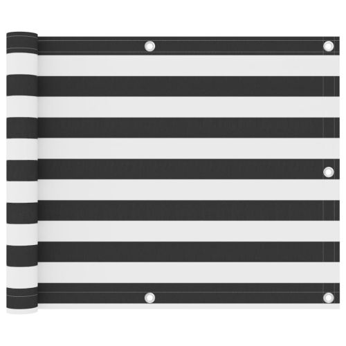 Балконски параван, антрацит и бяло, 75x400 см, оксфорд плат