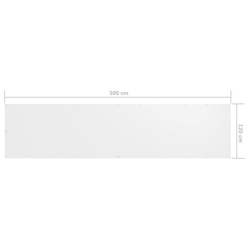 Балконски параван, бял, 120x500 см, оксфорд плат