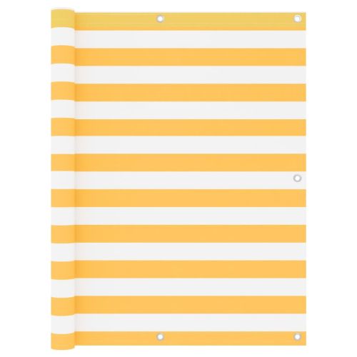 Балконски параван, бяло и жълто, 120x500 см, оксфорд плат