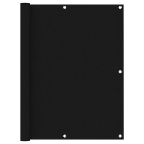 Балконски параван, черен, 120x300 см, плат оксфорд