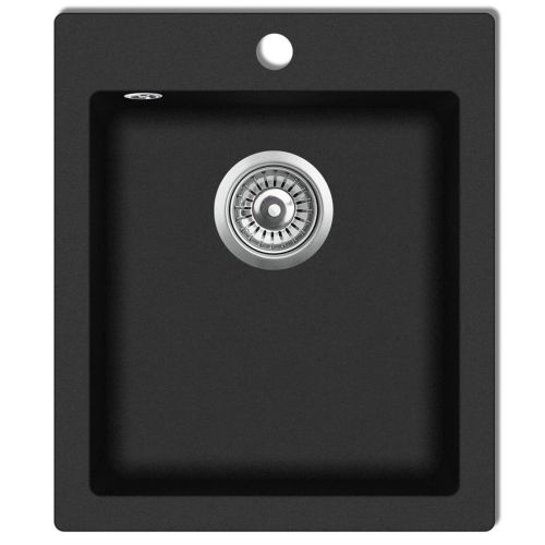 Кухненска мивка за над плот, единична, черен гранит