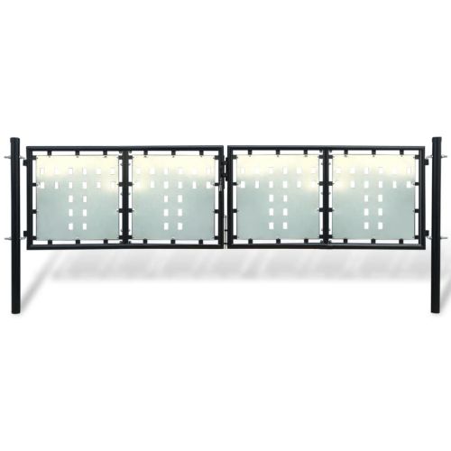 Черна оградна порта с единична врата 300x100 см