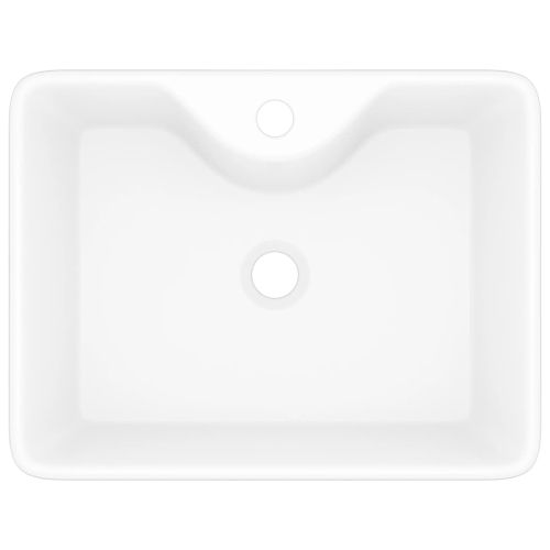 Керамична мивка с отвор за смесител, бяла, квадратна