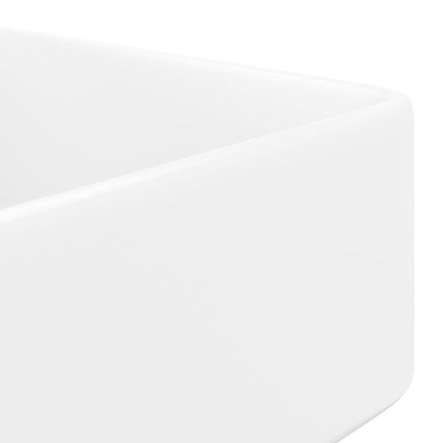 Керамична мивка с отвор за смесител, бяла, квадратна