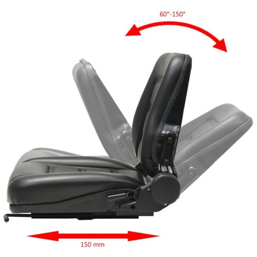 Седалка за мотокар и трактор с регулируема облегалка, черна