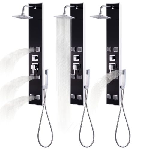 Душ панел, стъклен, 18x42,1x120 см, черен